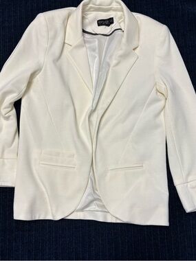 Topshop Tall White Lined Jacket with Black Trim